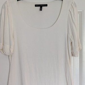 Worn Once, Stretchy White Short Sleeve Top Size M